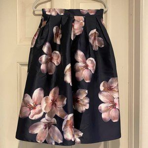 Navy and Pink Floral Skirt